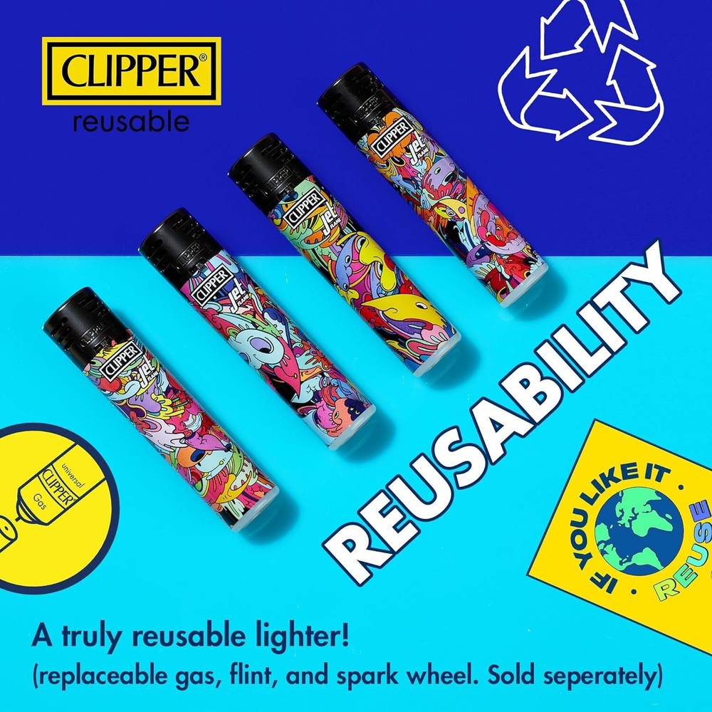 Clipper CP22 Zig-Zag Lighters – 4-Pack | Refillable, Durable & Wind-Resistant