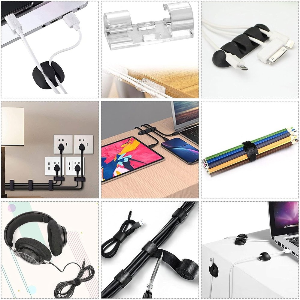 Cord Management Organizer Kit 4 Cable Sleeve split with 41Self Adhesive Cable...