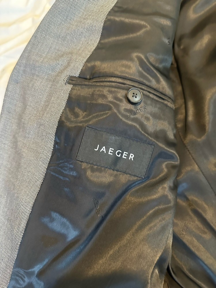 Jaeger Single Breasted Wool Blazer Jacket - Grey - Size 40R