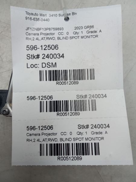 2022 TOYOTA GR86 CAMERA PROJECTOR