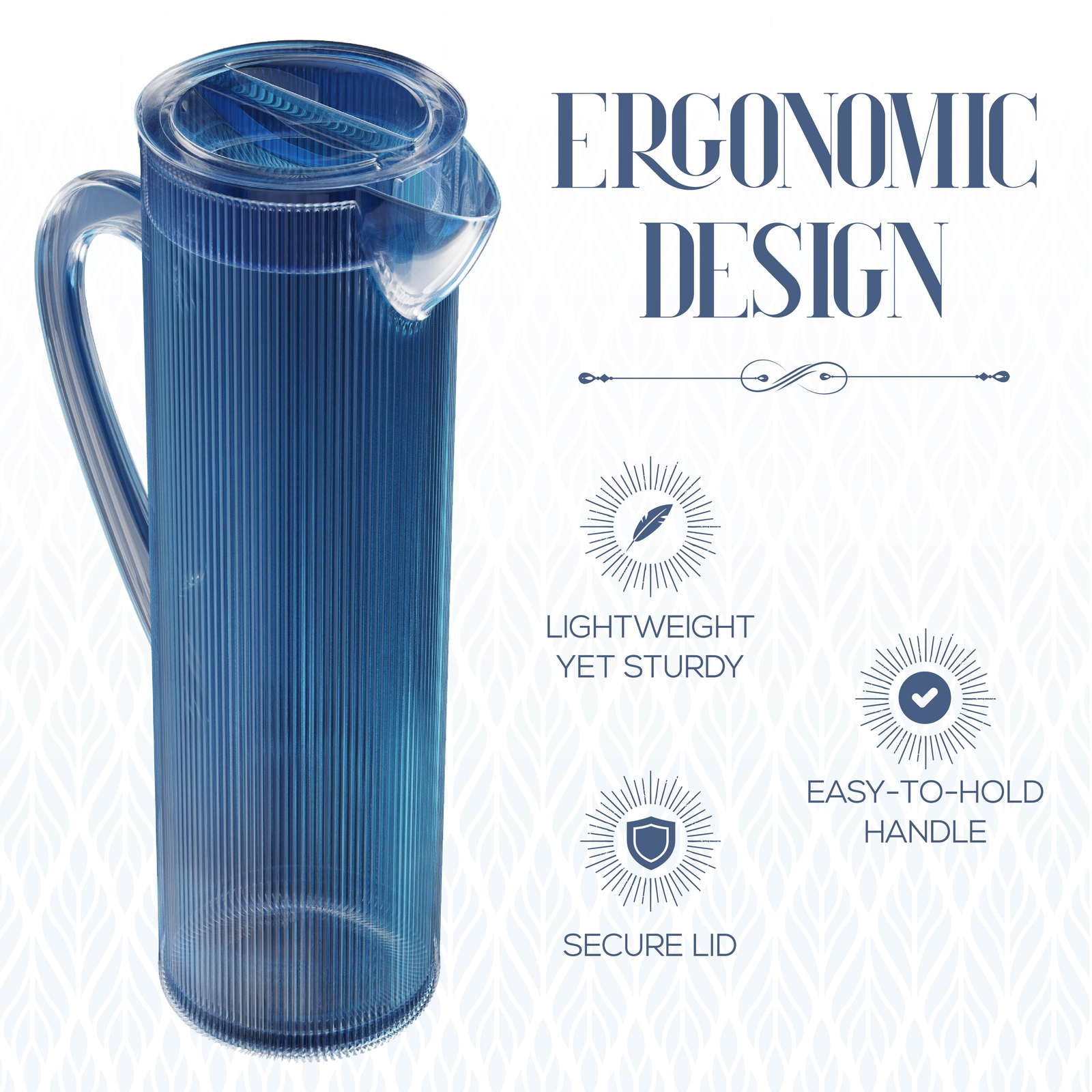 Elle Decor Acrylic Water Pitcher with Lid - Indigo Blue