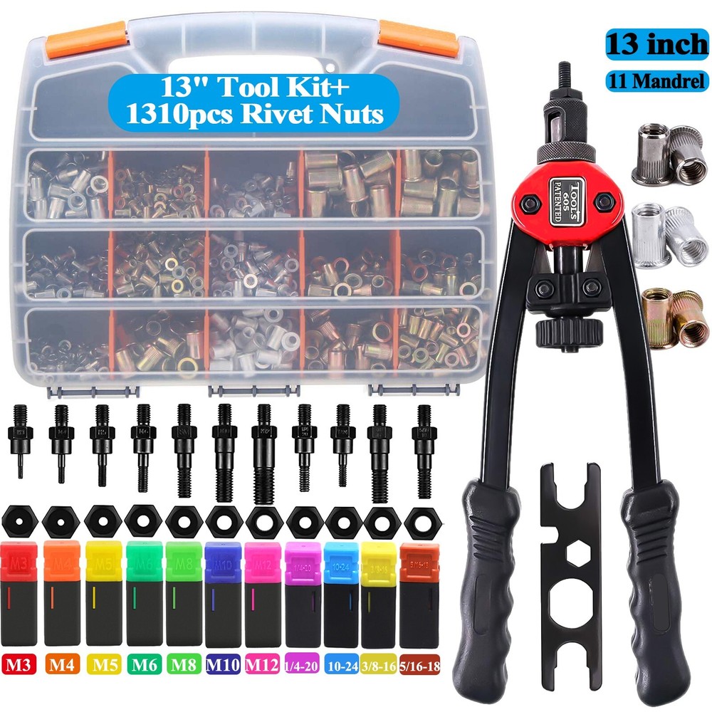 Rivet Gun Kit Rivnut Thread Setting Tool Nut Setter NutSert Metric SAE Riveting