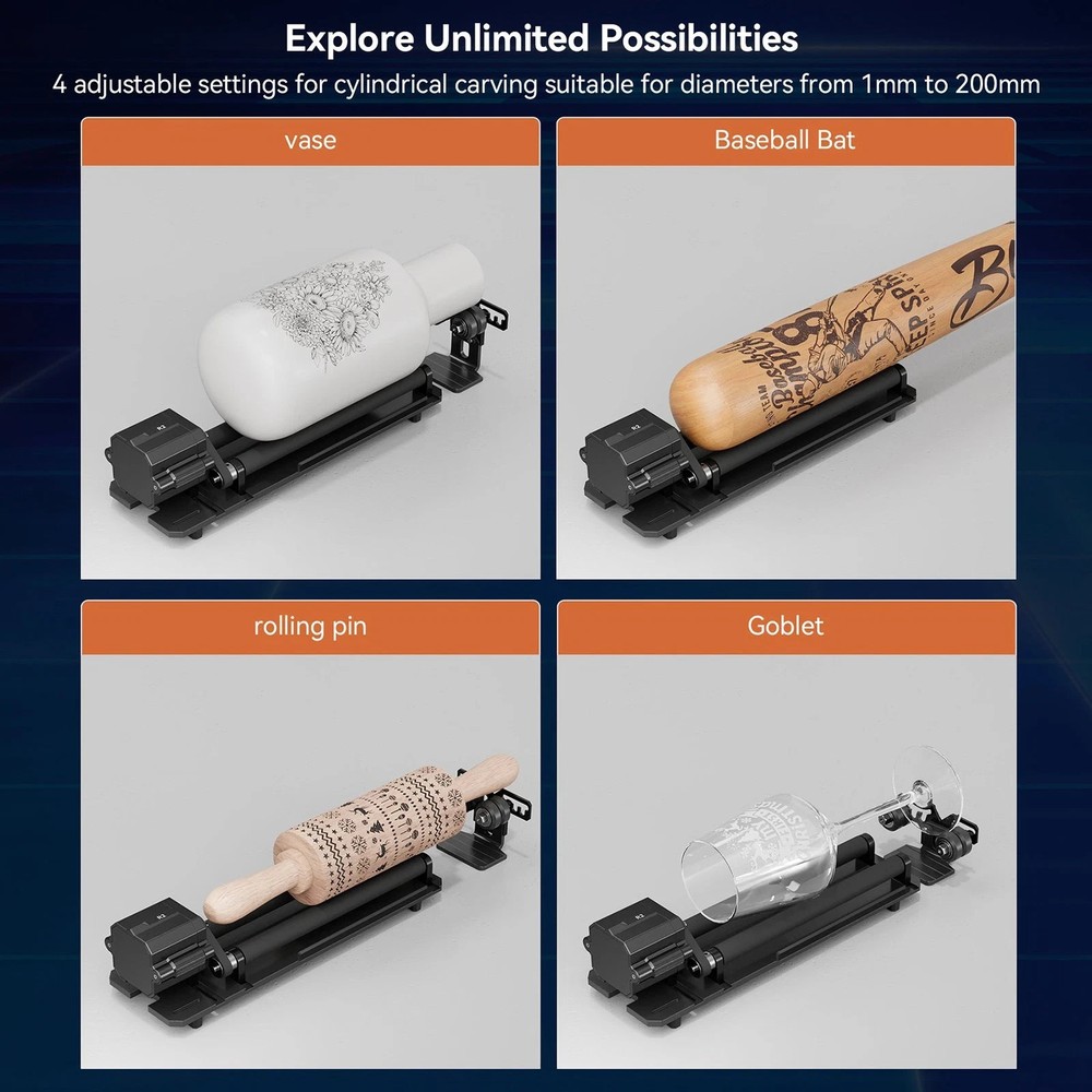 Used Atomstack R2-B Laser Rotary Roller for A6 A12 A24 Pro Swiitol E6 E18 E24