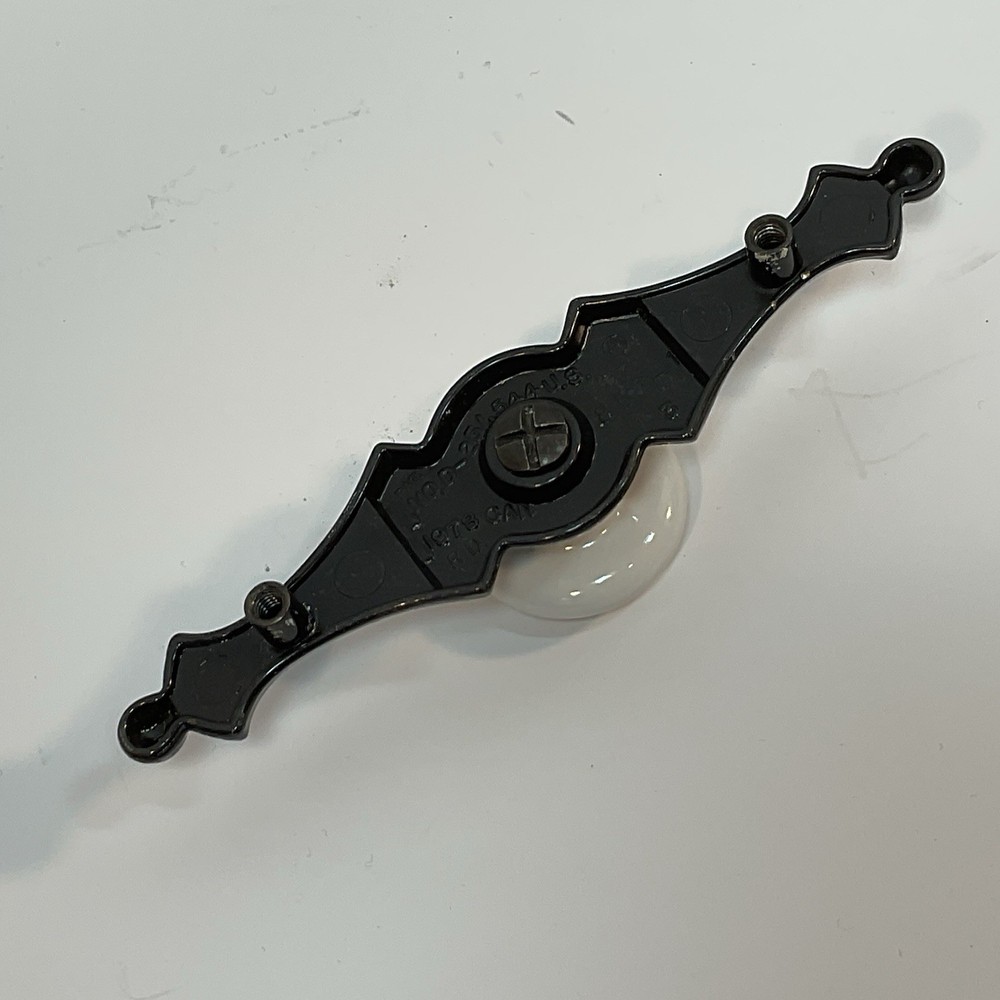 2 Vintage Amerock Porcelain Cabinet Drawer Knobs Pulls Bronze Brass Backplate 5”