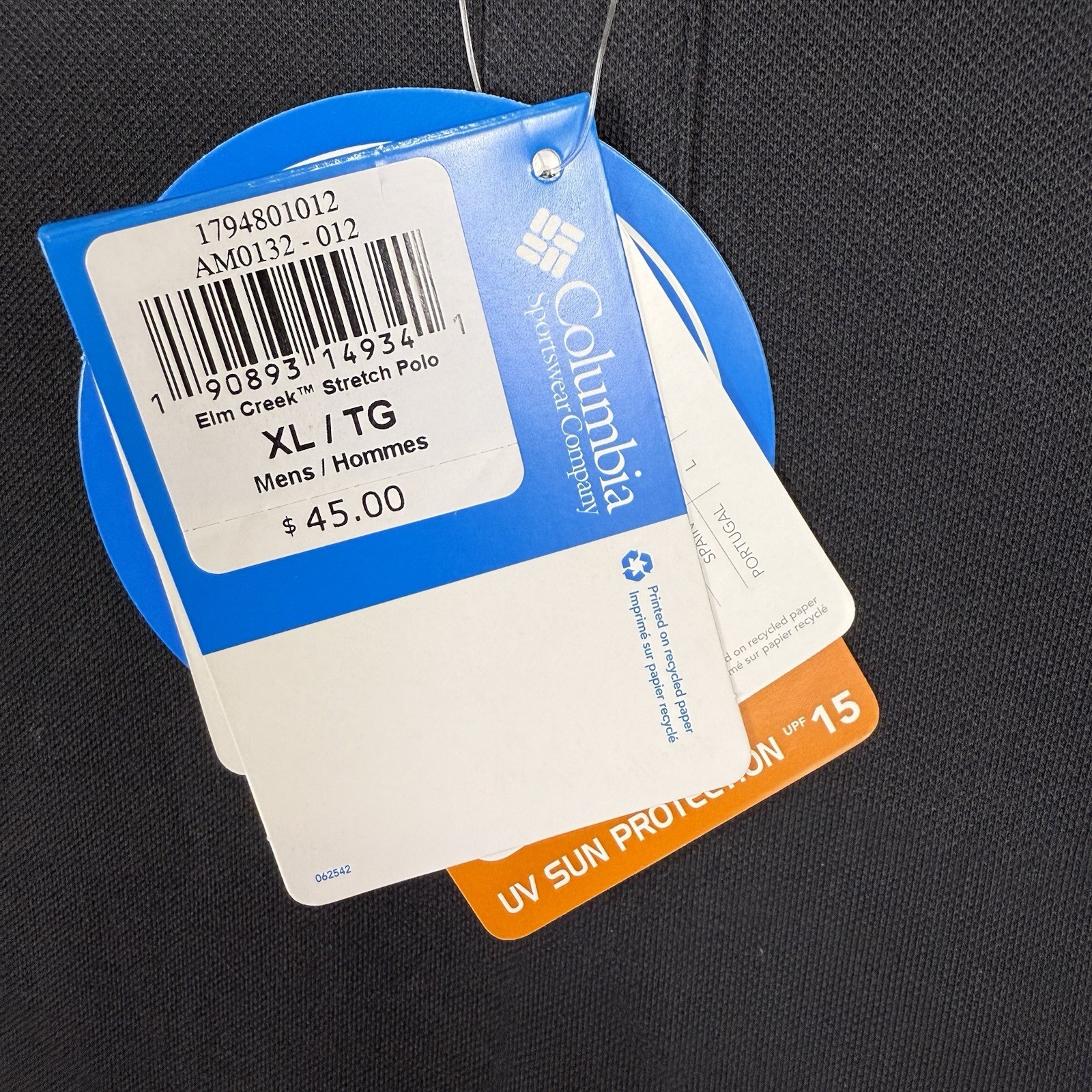 Columbia Elm Creek Polo Shirt Men's XL Black Stretch Regular Fit