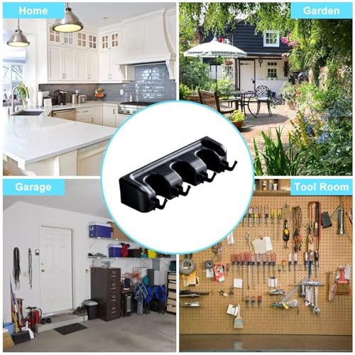 Broom and Mop Holder Wall Mount, Hooks Hanger for Mops and Broom, Organizer