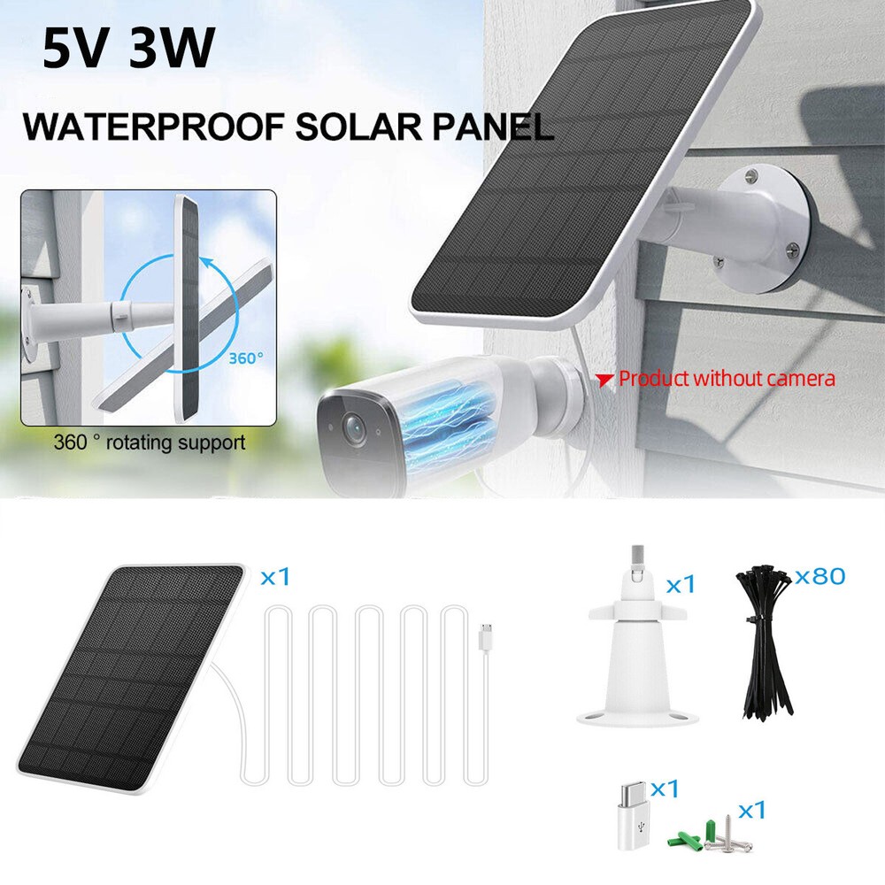 4W Solar Panel Mount Bracket Power Cable Kit for Eufy Eufycam Cam E/2C/E/2 Pro