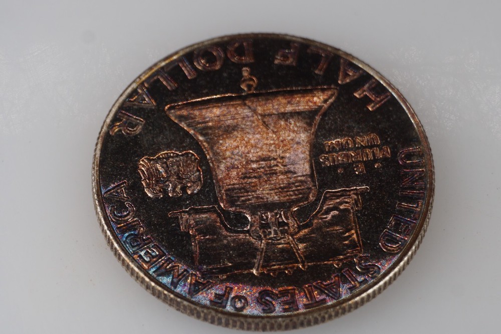 RAINBOW TONED - 1962 PROOF Franklin Half Dollar Silver #6