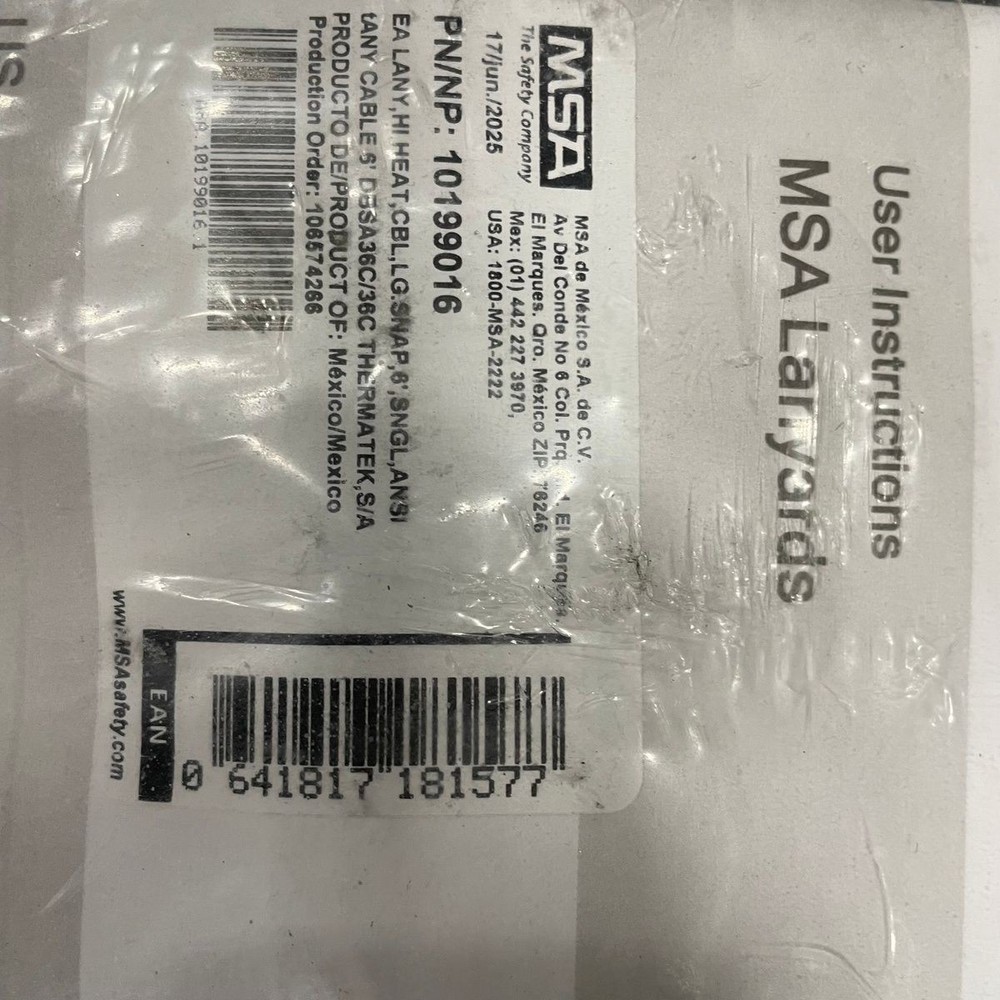 MSA 10199016 V-SHOCK Fall Protector, 6 ft, Gray