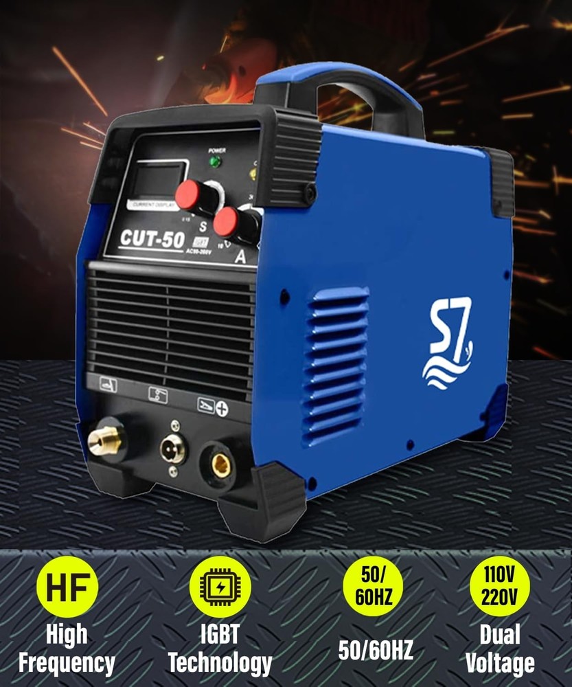 Upgraded 55A Plasma Cutter with Air Compressor Compatibility-