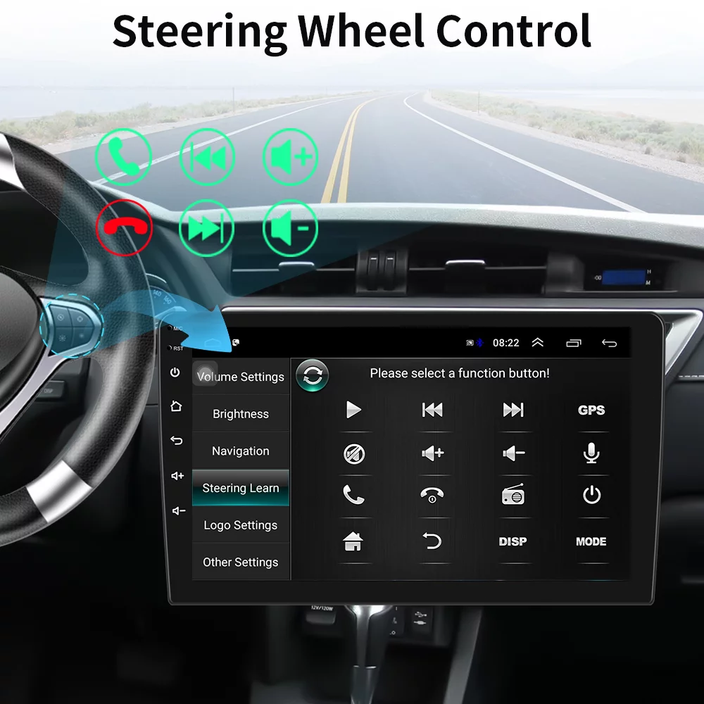 Single 1 Din Android 13 Carplay Car Stereo Radio GPS WIFI BT Touch Screen 10.1"