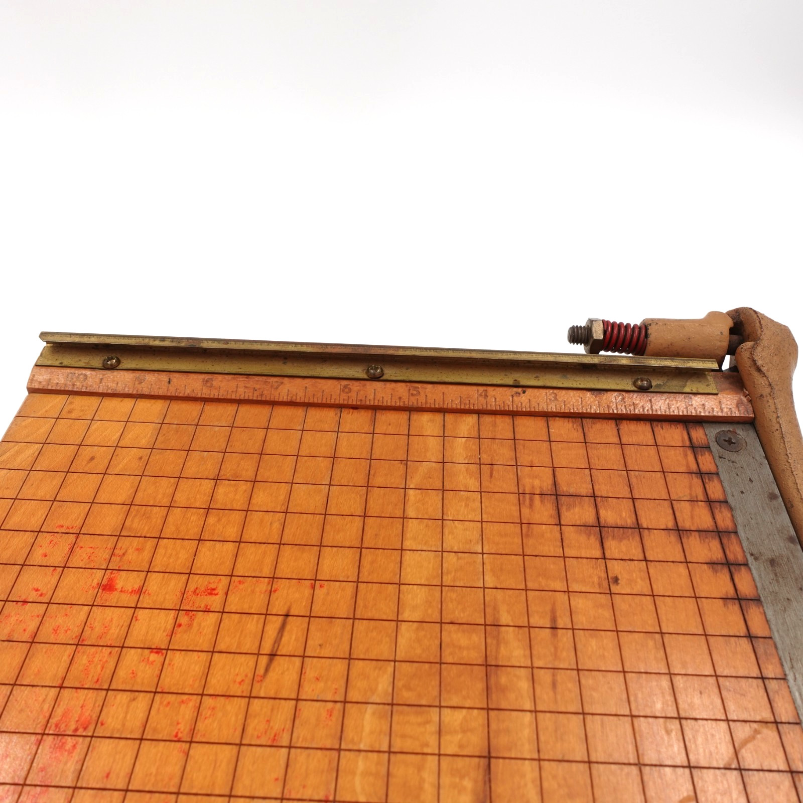 Vintage Ingento No 3 Paper Cutter Guillotine Cast Iron Arm Wood Base 10"