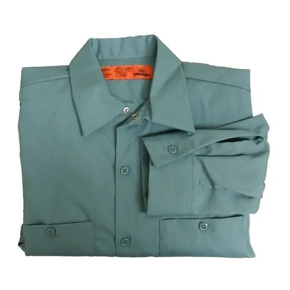 4 SHIRTS X Red Kap SP14 Men's Industrial Work Shirt-Long Sleeve- Green.