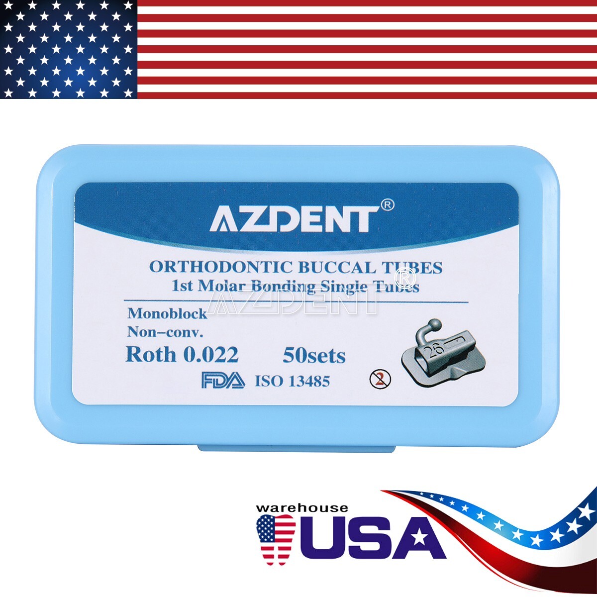 AZDENT Dental Orthodontic Buccal Tube 1st 2nd Molar Roth MBT 022 Bondable