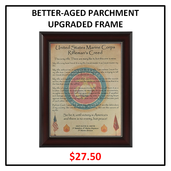 MC-NICE: MARINE CORPS Rifleman's Creed Framed PERSONALIZED