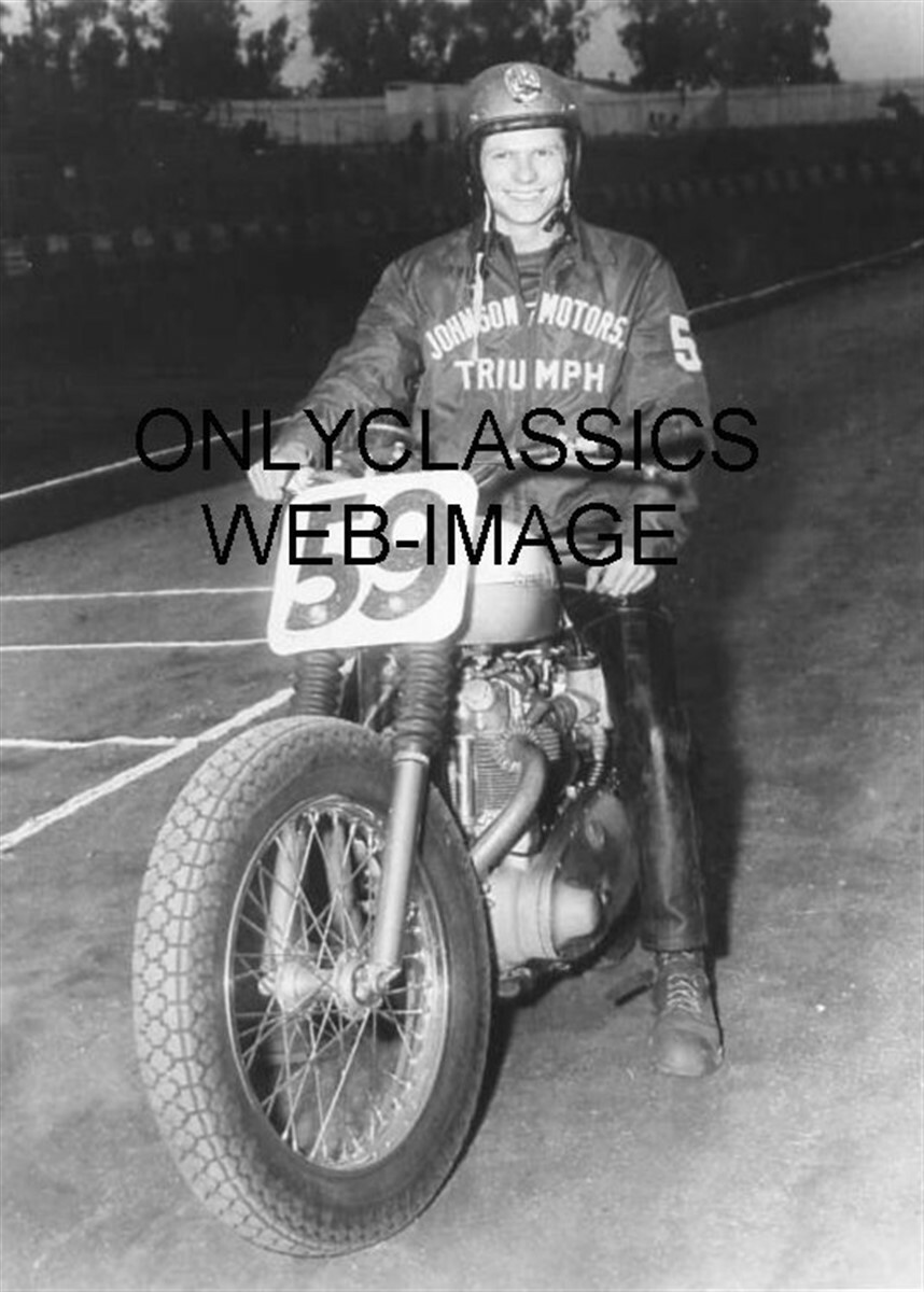 60 SAMMY TANNER TRIUMPH DIRT FLAT TRACKER MOTORCYCLE RACING PHOTO JOHNSON MOTORS