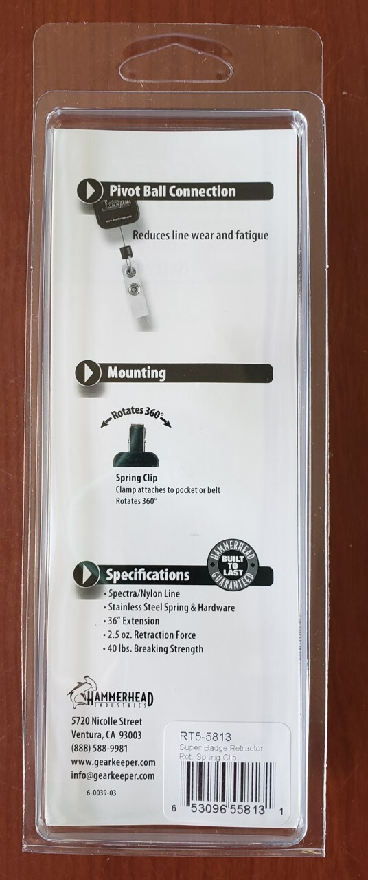Gear Keeper RT5-5813 Super Badge Retractor Rotating Spring Clip