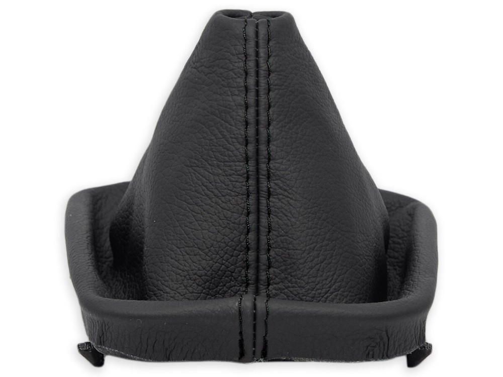 FOR BMW E46 GEAR SHIFT BOOT GAITER LEATHER STITCHING BLACK + FRAME