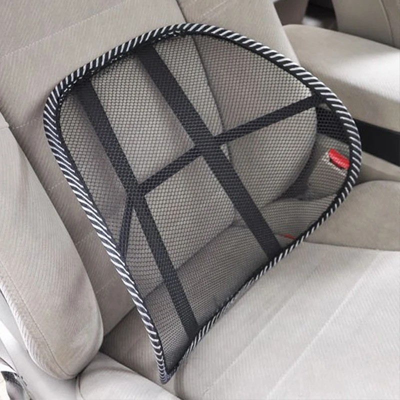 Car Seat Back Support Breathable Mesh Back Lumbar Support Cushion w/Massage Bead