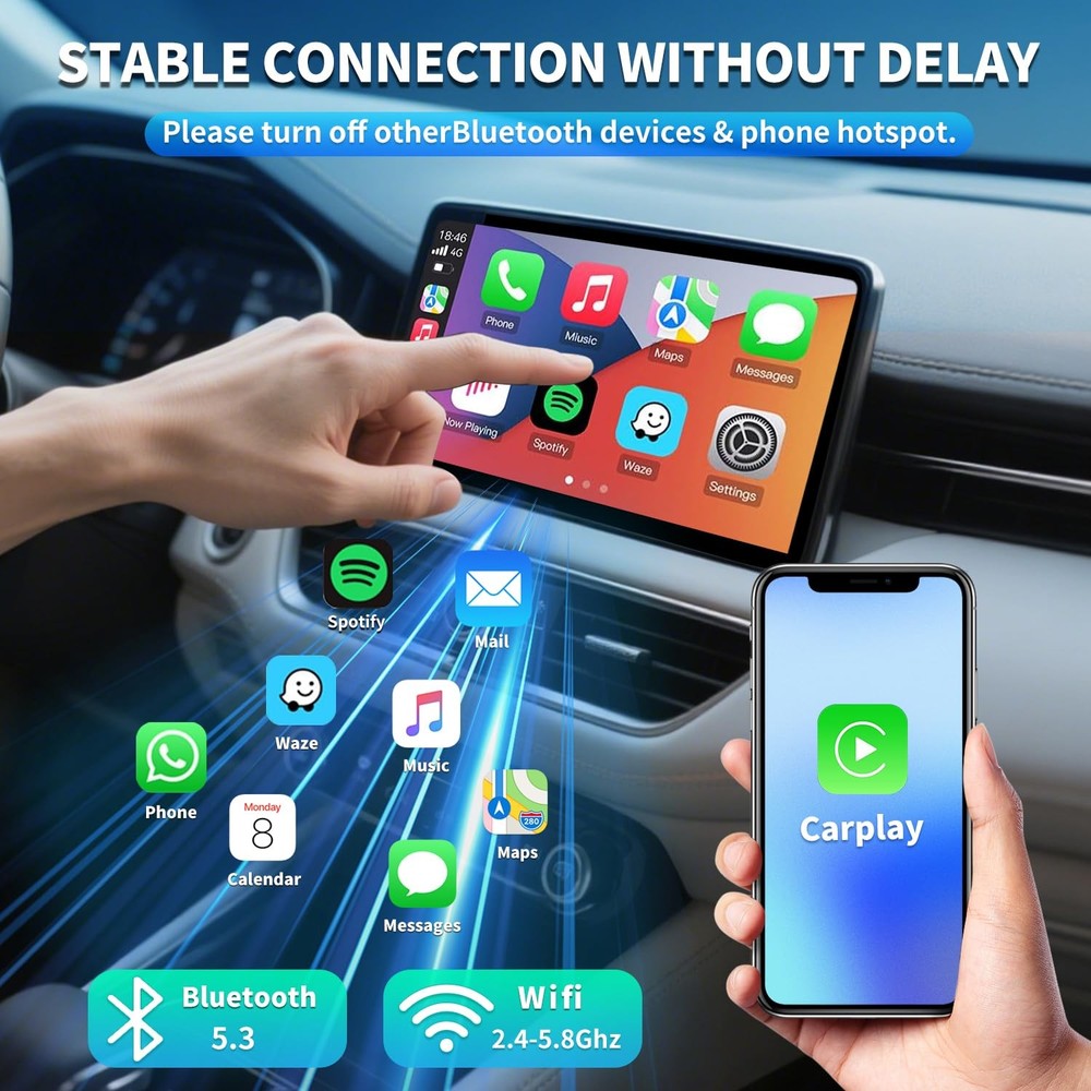Wireless CarPlay Adapter,Convert Wired to Black