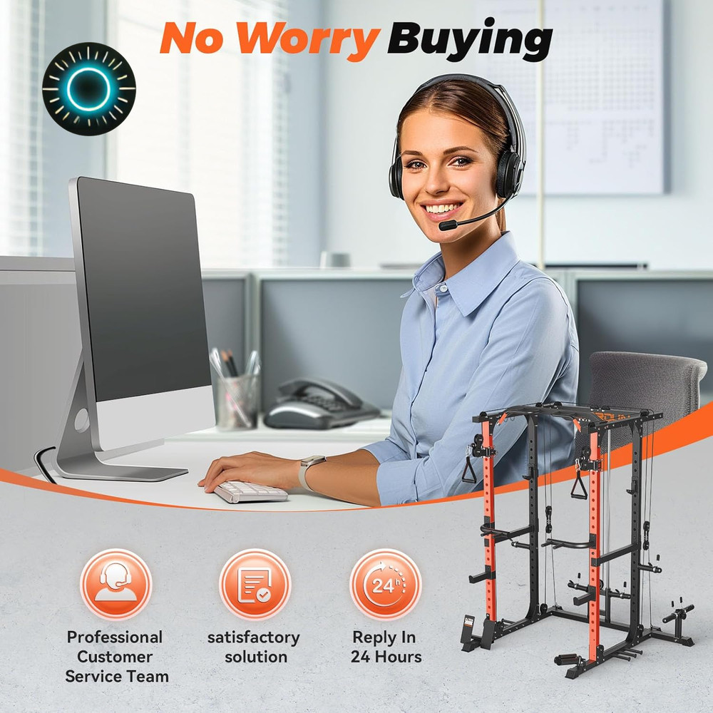 FLA01 Power Cage Multi Function Squat Rack with Cable Crossover System 2000Lbs C