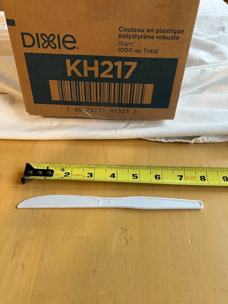Dixie KH217 Heavy Weight Polystyrene Plastic Knife, White, 1000 Total