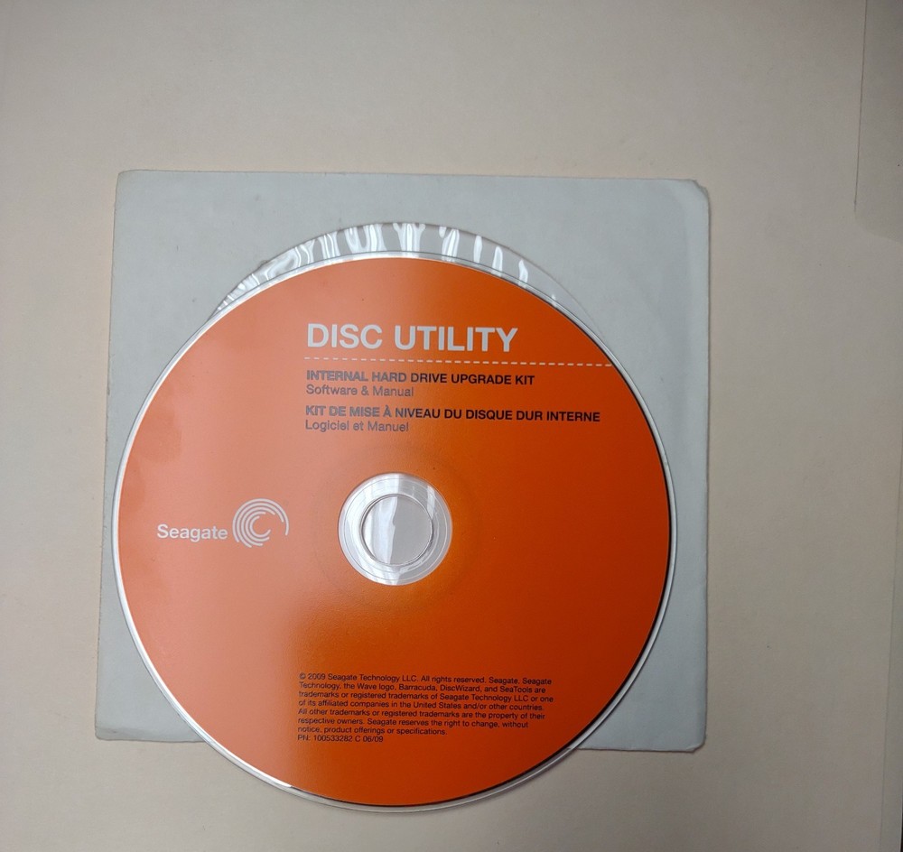Seagate Disc Utility CD Upgrade Kit 2009 (software and manual)