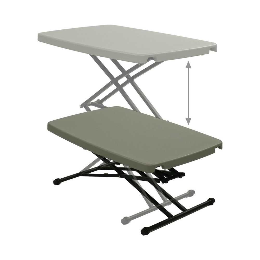 Rectangular Plastic Top Adjustable Leg Patio Table - Gray by Sunnydaze