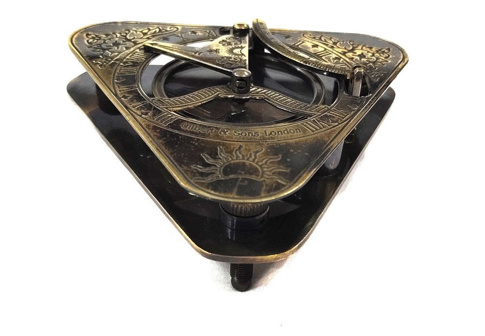 Brass Sundial compass Trangular compass - sundial transit compass