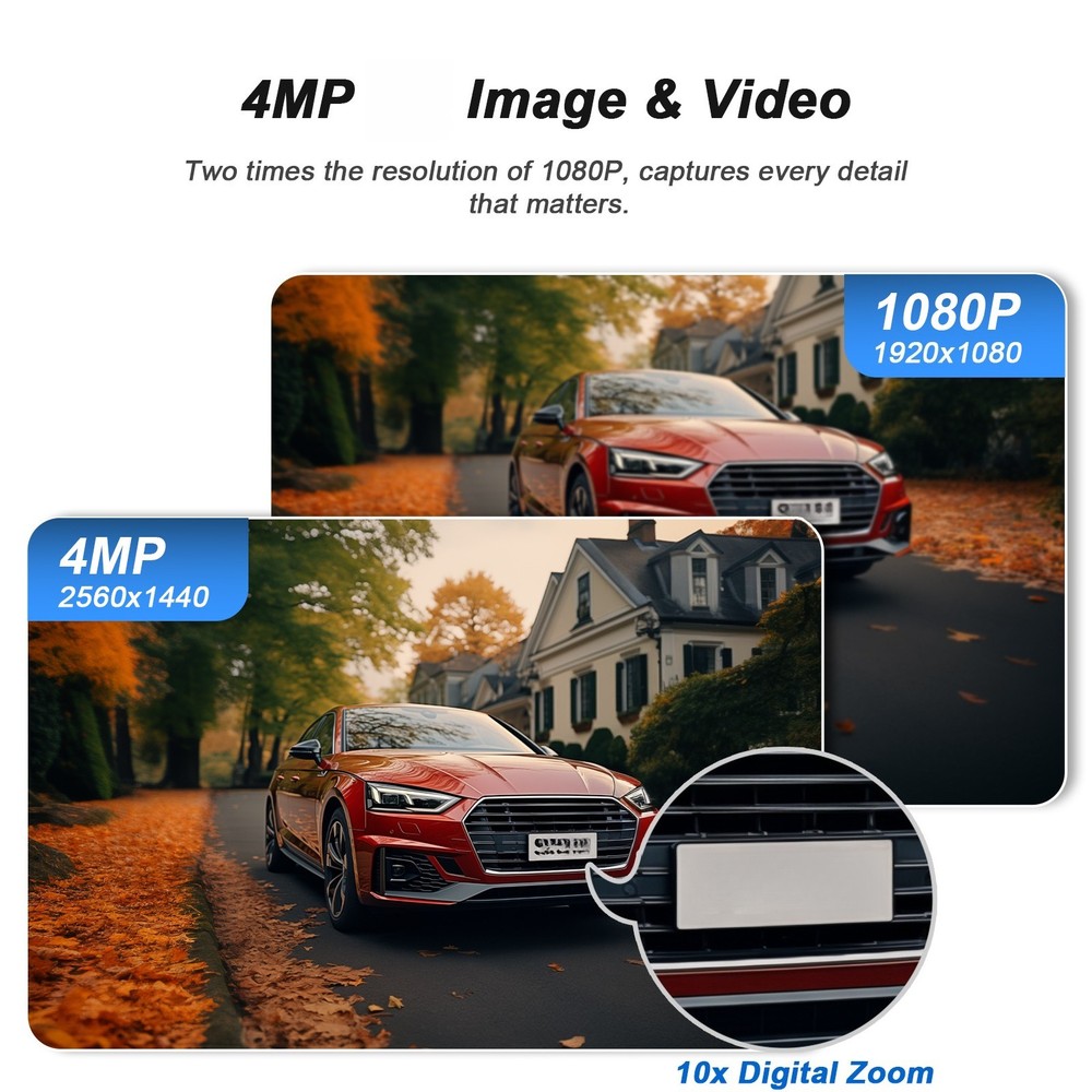 Solar Battery Powered Wireless Security Camera Wifi 4MP 2-Way Audio + 64GB