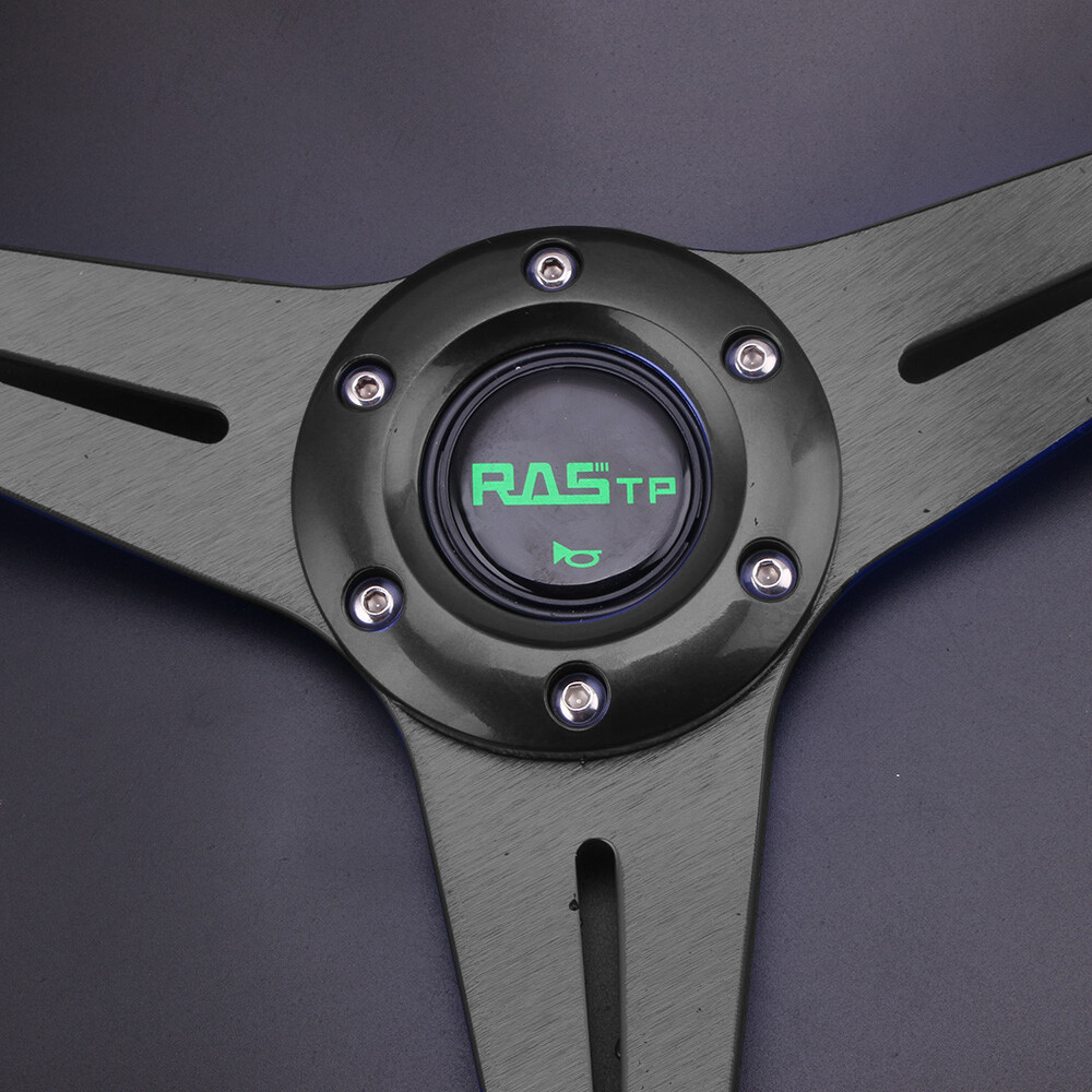 Black 14INCH Universal Aluminum Racing Steering Wheel Drifting Deep Dish 6 Bolt