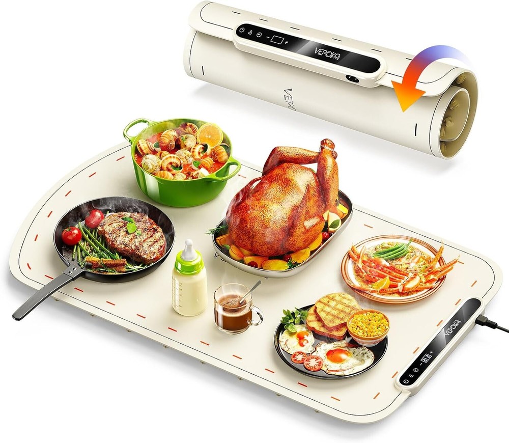 Energy-Efficient Buffet Warming Tray - Rollable Silicone Design for Easy Storage