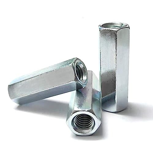 50 Packs Rod Coupling Nuts, UNC Threaded Hex Coupling Nut 1/4"-20