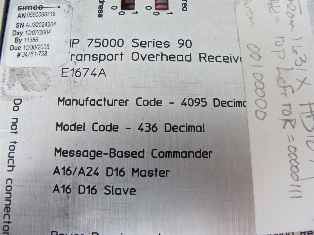 Hewlett Packard HP E1674A Sonet / SDH Transport OH Receiver VXI Module