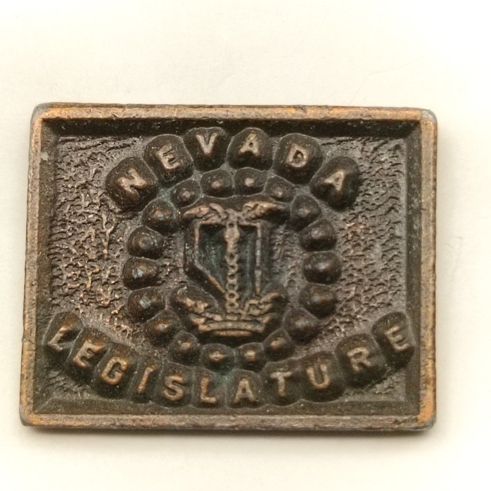 Nevada Legislature Small Bronze Tone Rectangular State Government Lapel Pin