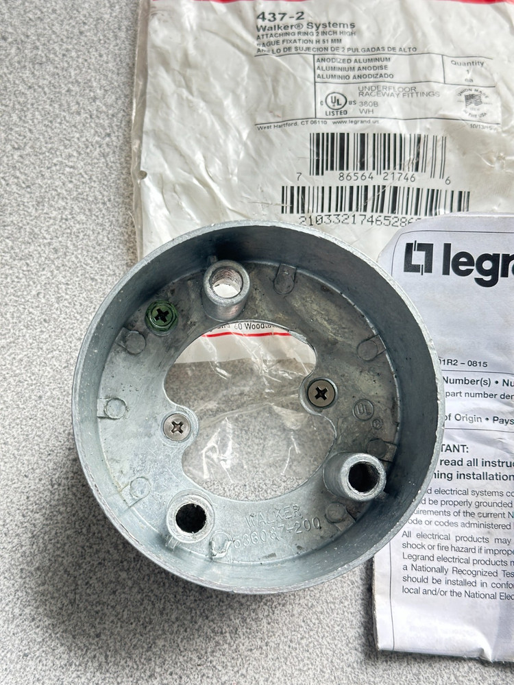 NEW Wiremold 437-2 Attaching Ring, 2" High, 4" diameter OD