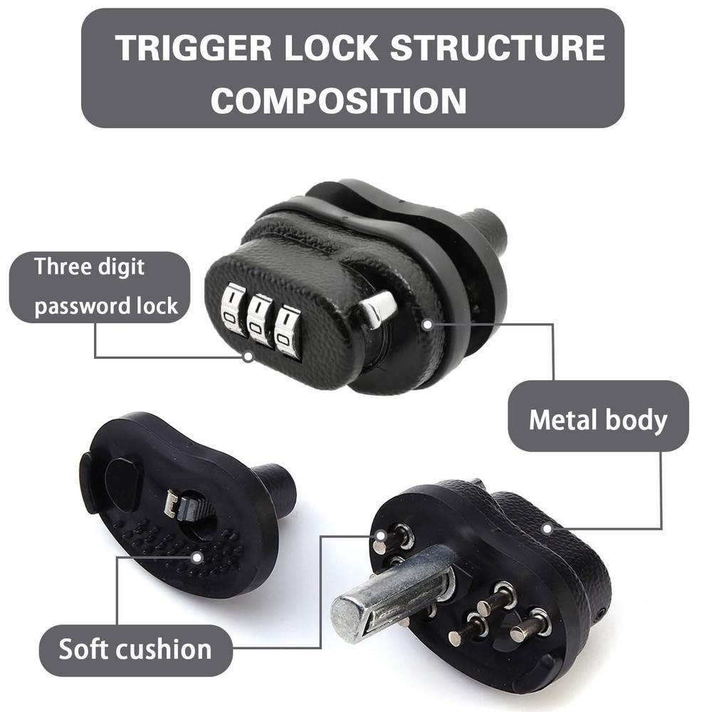 Trigger Lock Set 3 PCS Combination Lock Trigger Guard for Pistols, Rifles, Fi...