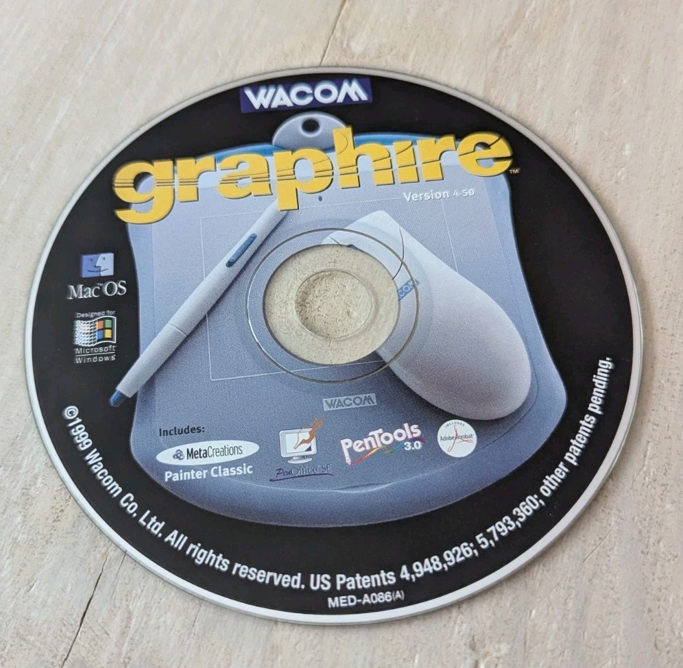 Wacom Graphire Version 4.5 Software CD 1999 with Painter Classic & PenTools VG