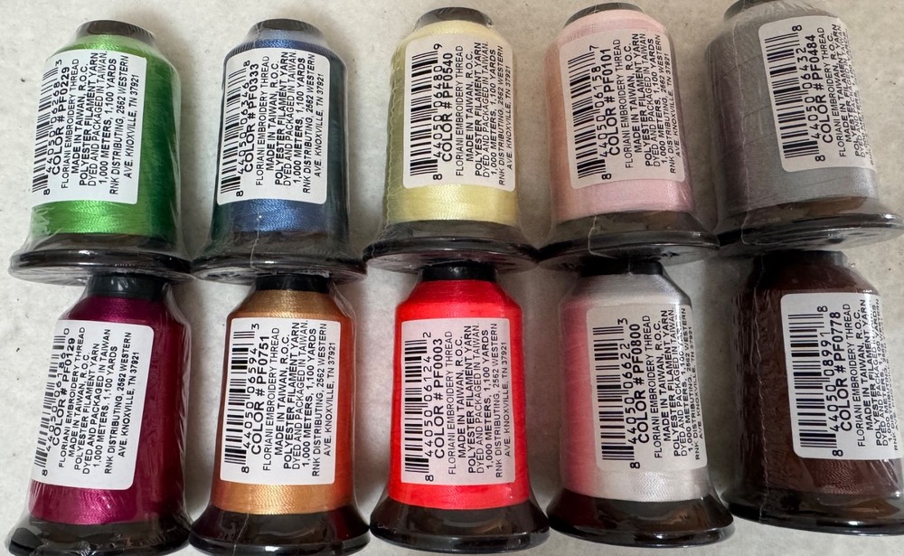 Floriani Embroidery Thread 10 New Spools Polyester