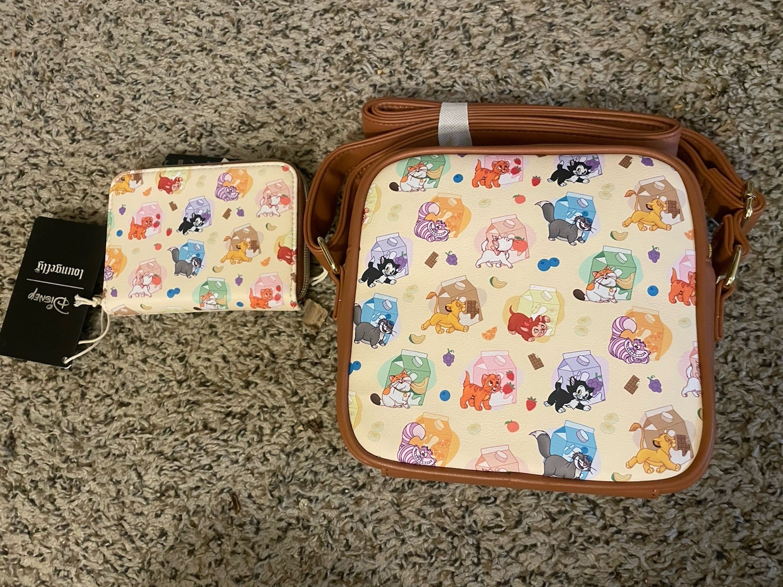 Loungefly Disney Cats Milk Cartons Crossbody Bag & Wallet Set