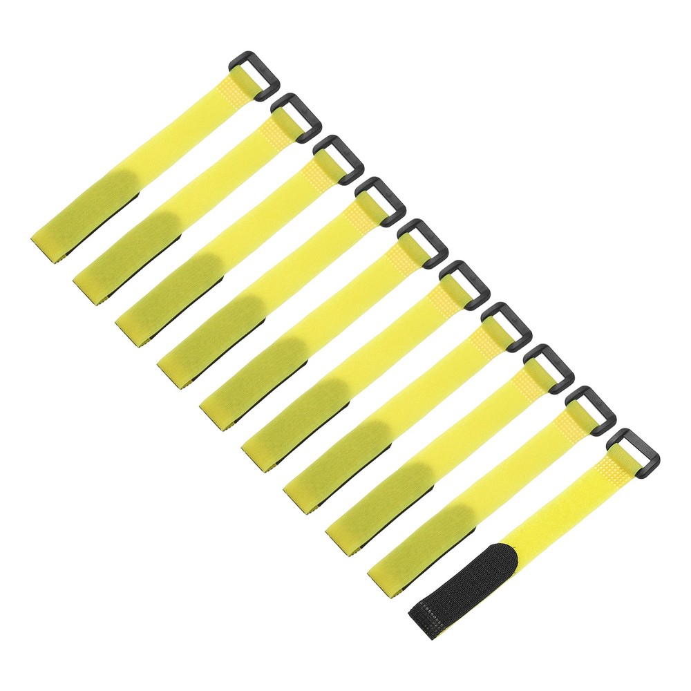 10 Pcs Battery Tie Down Straps, 0.8" x 8" Yellow Nylon Hold Down Hook Loop Strap