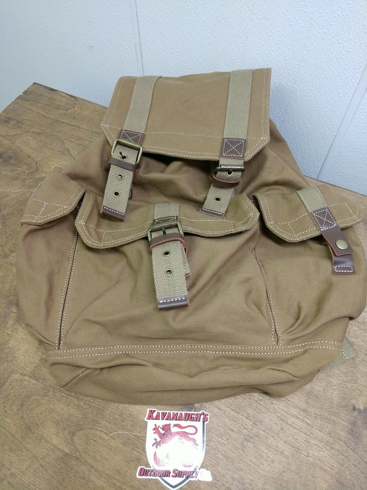 Coyote Brown Canvas and Leather Comping/Hiking Pack Backpack