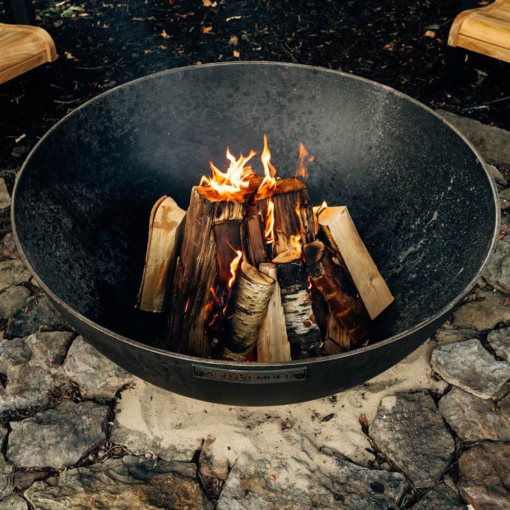Ash & Ember 42" Hemisphere Fire Pit, Wood Burning Backyard Fireplace