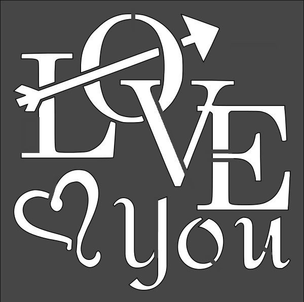 6"x6" Clear Plastic Stencil - Love You (MC640)