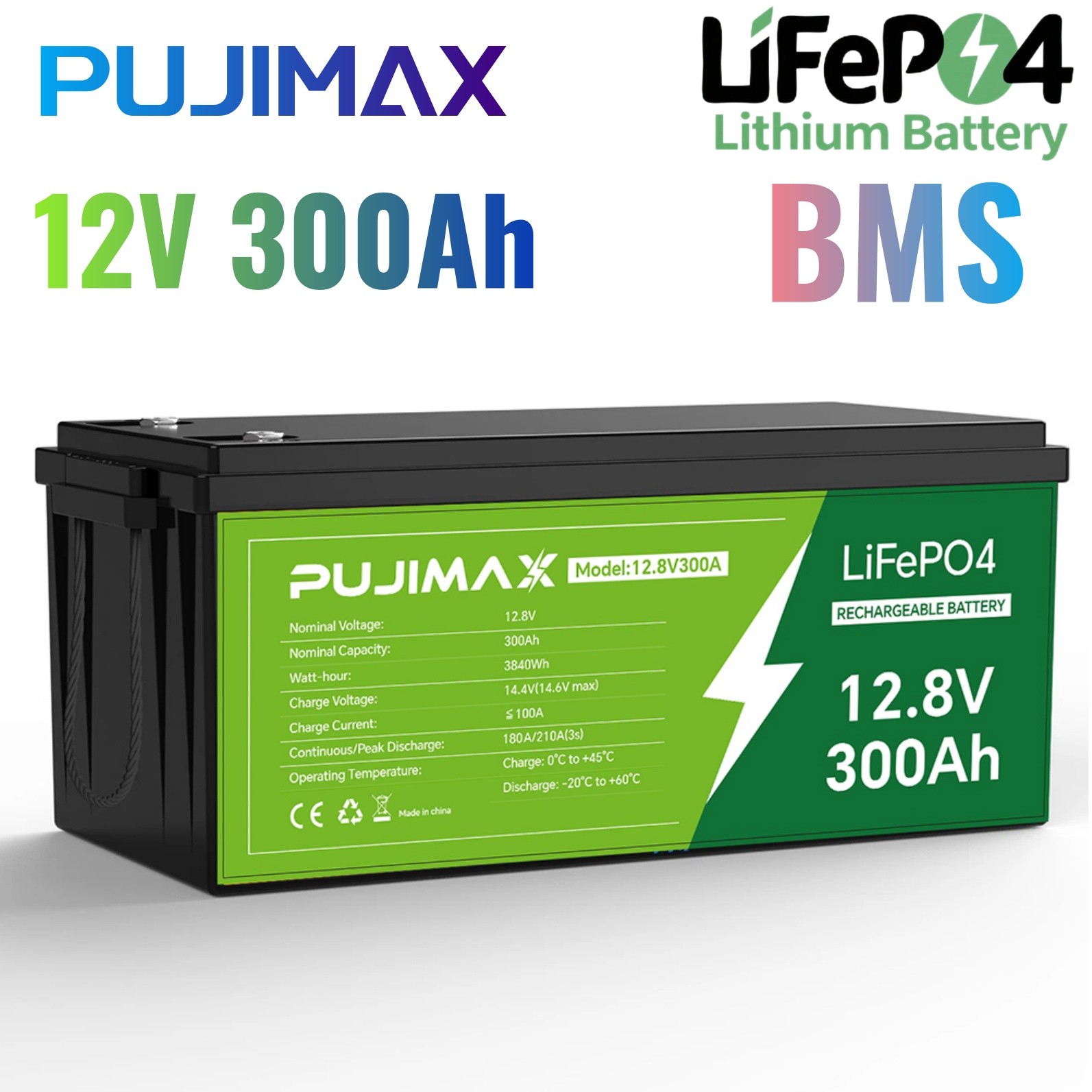 12V 300Ah LiFePO4 Lithium Iron Phosphate Battery 300Ah Built-in BMS for Solar RV