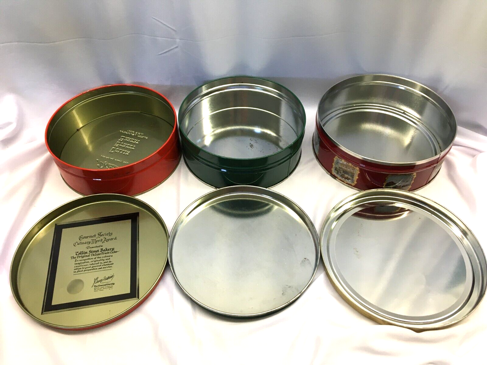3 Round Christmas Tins EMPTY