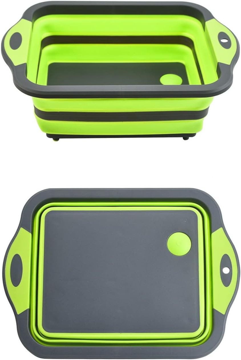 Camping Collapsible Cutting Board Dish Basin BBQ Prep Tub Camp Sink Dish Washing