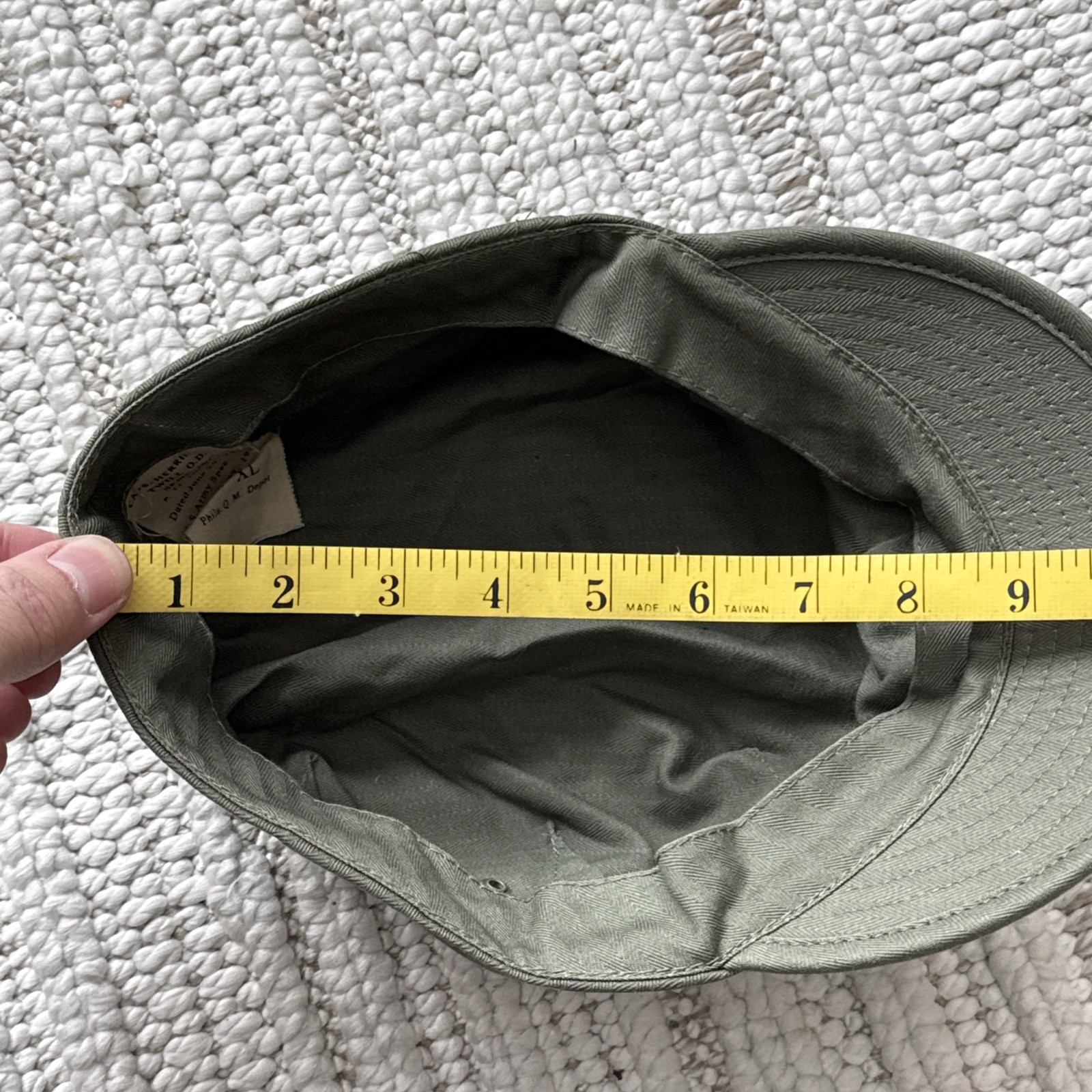US Army HBT Fatigue Hat Cap WWII, Dated 1943, Herringbone, Size XL VTG