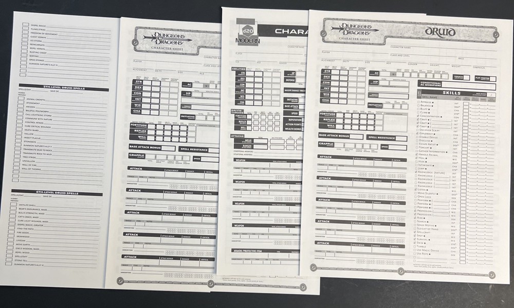 2004 Dungeons And Dragons Folder And Character Sheets. Folder Has Some Flaws