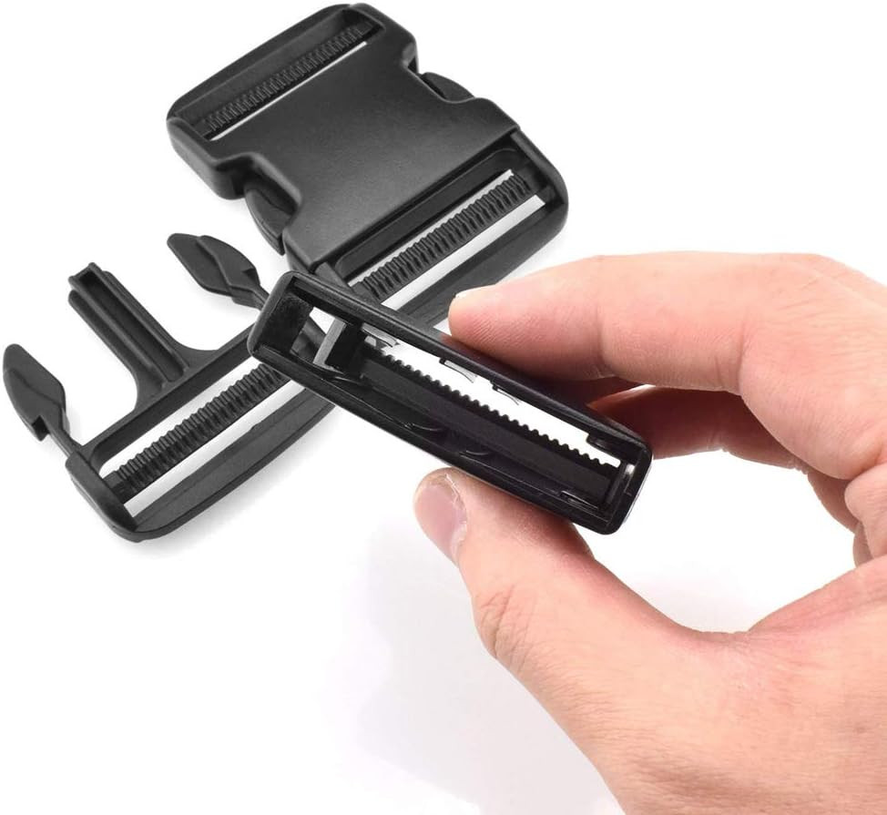 6 Pack 2 Inch Flat Dual Adjustable Plastic Side Release Plastic Buckles for Back